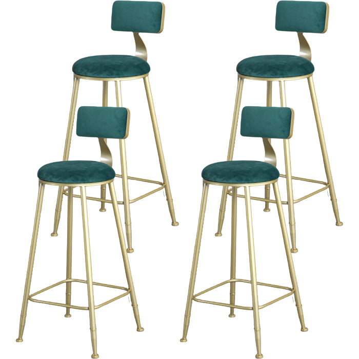 Glam Armless Backrest Counter Stool Steel Cafe Bar Stool with Cushion and Pedal
