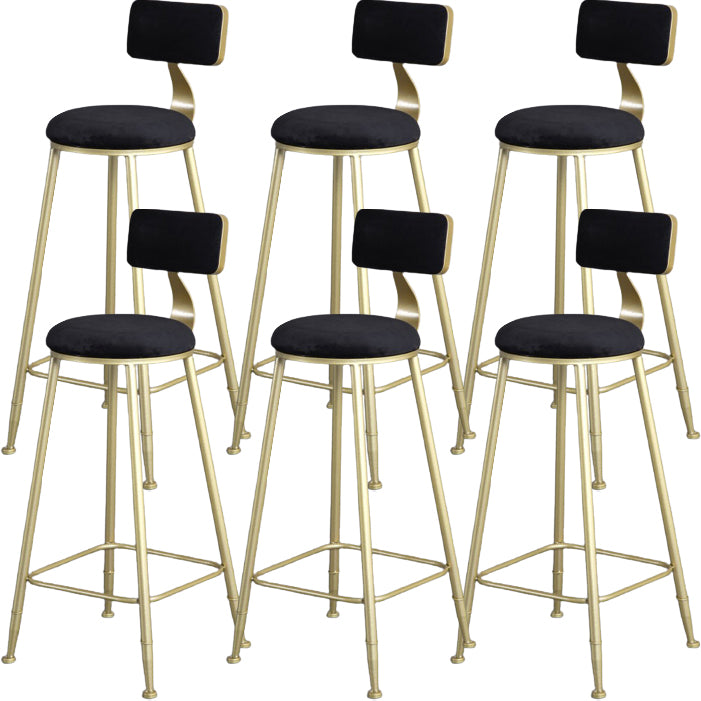 Glam Armless Backrest Counter Stool Steel Cafe Bar Stool with Cushion and Pedal