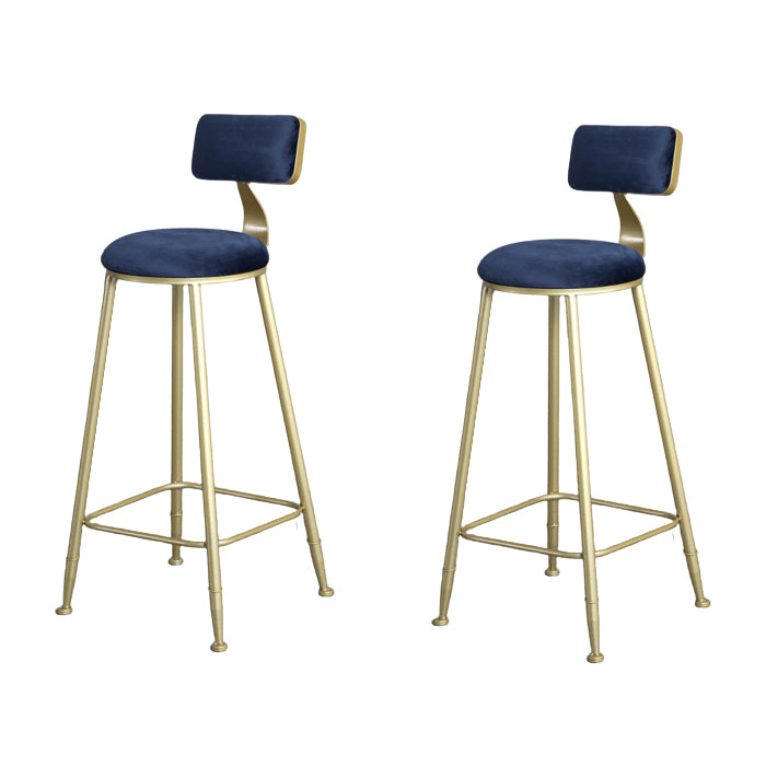 Glam Armless Backrest Counter Stool Steel Cafe Bar Stool with Cushion and Pedal