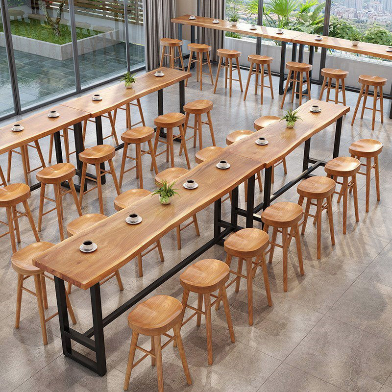 Modern 1/4/9 Pieces Bar Table Set Rectangle Pine Wood Counter Table with Backless Stools
