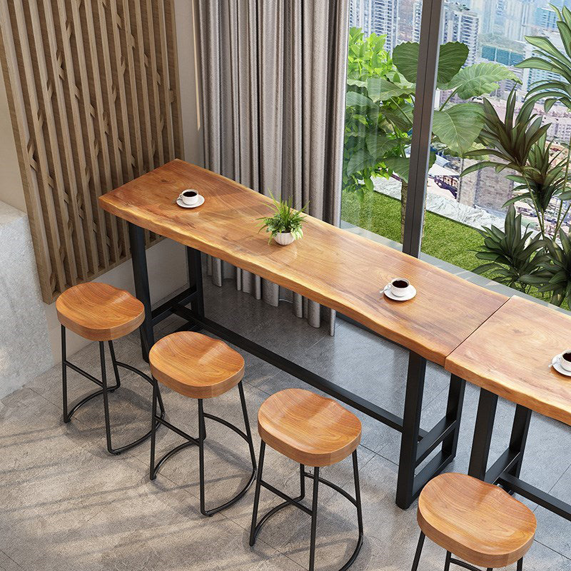 Modern 1/4/9 Pieces Bar Table Set Rectangle Pine Wood Counter Table with Backless Stools