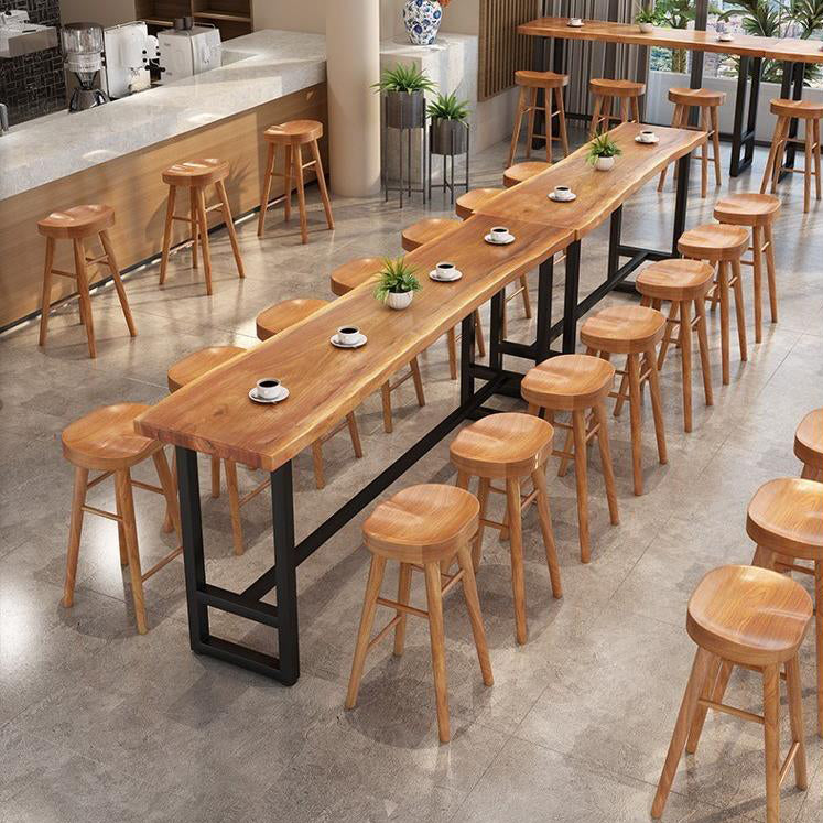Modern 1/4/9 Pieces Bar Table Set Rectangle Pine Wood Counter Table with Backless Stools