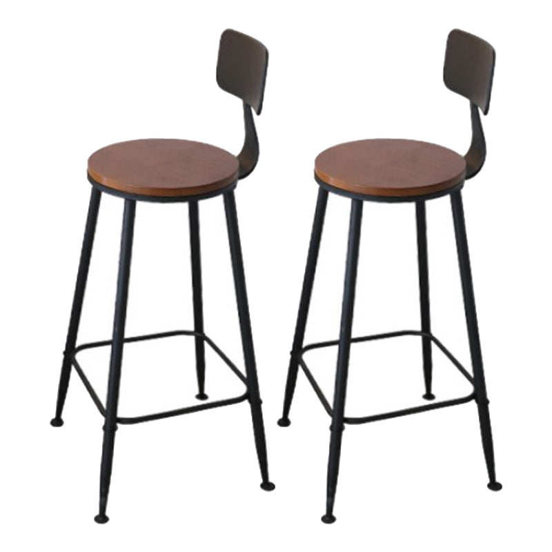 Industrial Round Solid Wood Bar Table Set 1/2/5 Pieces Counter Table with High Stools
