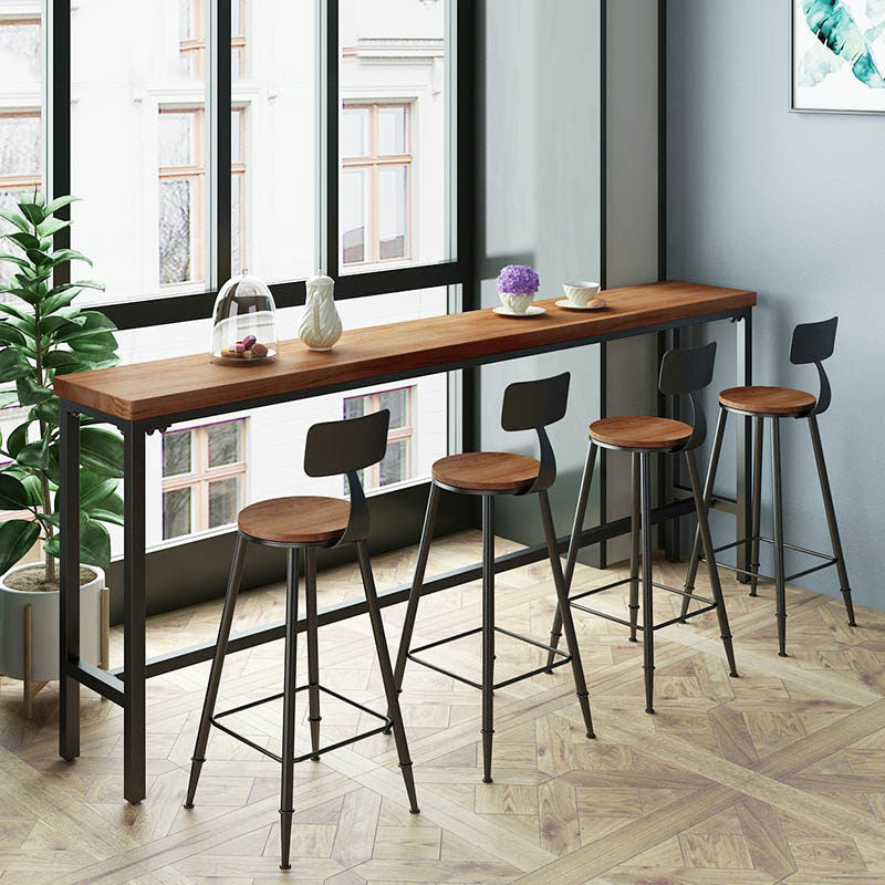 Industrial Rectangle Solid Wood Bar Table Set 1/3/4/5/9 Pieces Counter Table with Stools
