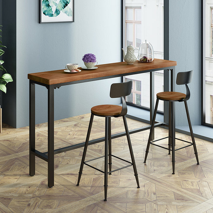 Industrial Rectangle Solid Wood Bar Table Set 1/3/4/5/9 Pieces Counter Table with Stools