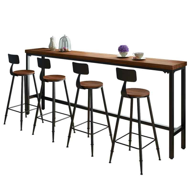 Industrial Rectangle Solid Wood Bar Table Set 1/3/4/5/9 Pieces Counter Table with Stools