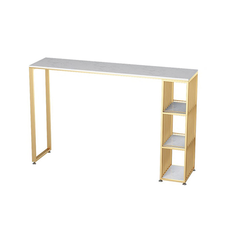 1/3 Pieces Glam Iron Bistro Set White Rectangle Faux Marble Top Bar Table Set with Shelf