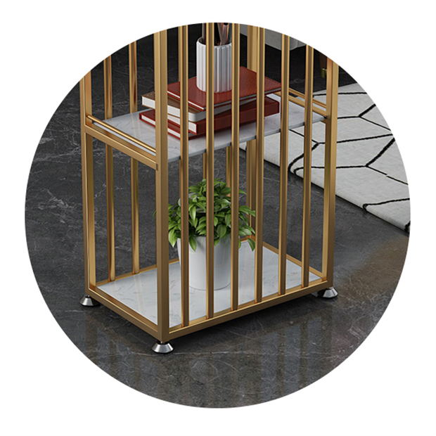 1/3 Pieces Glam Iron Bistro Set White Rectangle Faux Marble Top Bar Table Set with Shelf