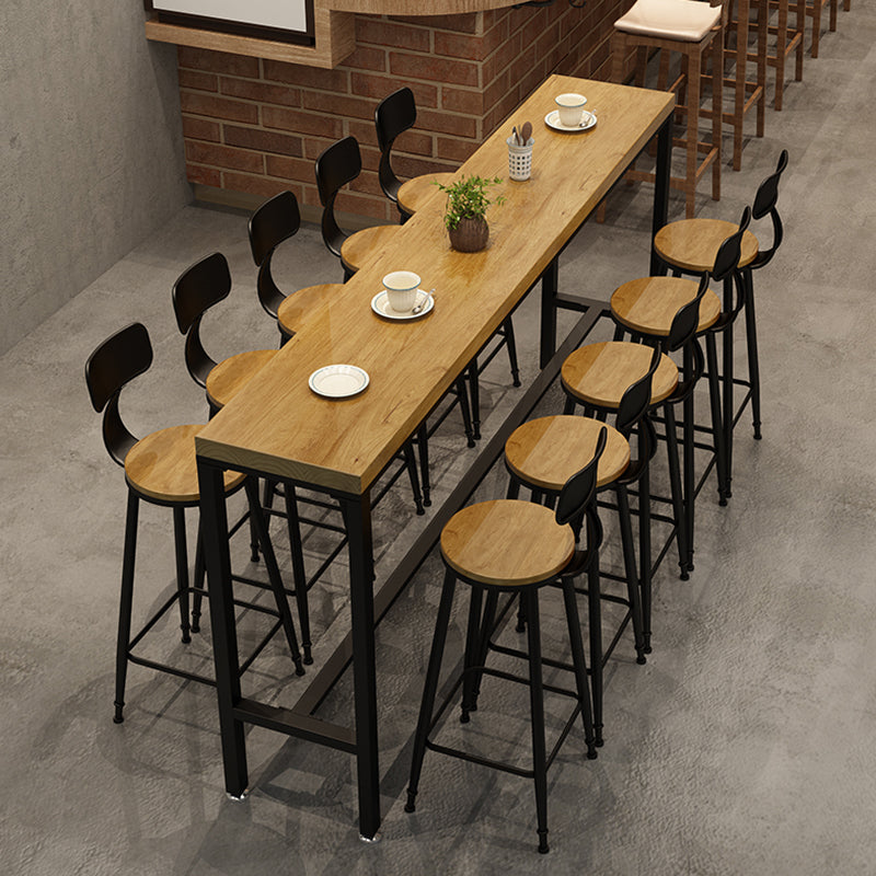 Industrial 1/611 Pieces Bar Table Set Rectangle Pine Wood Counter Table with High Stools