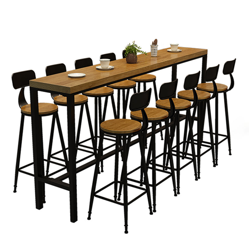 Industrial 1/611 Pieces Bar Table Set Rectangle Pine Wood Counter Table with High Stools