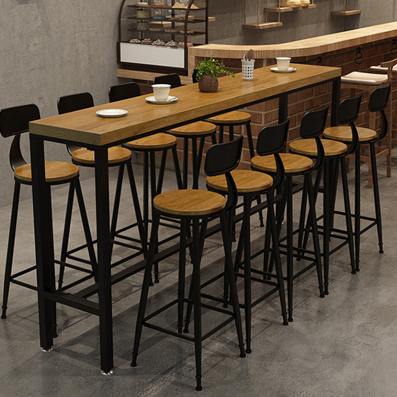Industrial 1/611 Pieces Bar Table Set Rectangle Pine Wood Counter Table with High Stools