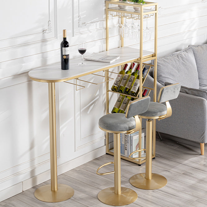 1/3 Piece Adjustable Height Bar Stool and Table Set Sintered Stone Matte Finish Bar Set