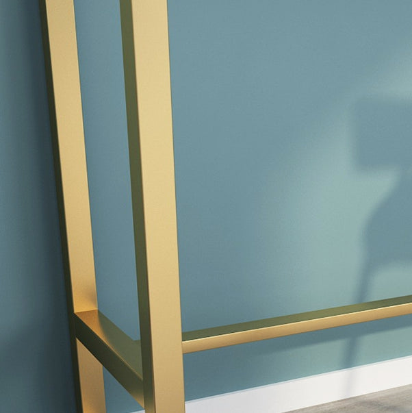 1/3 Pieces Glam Iron Bar Table Set Rectangle White Stone Top Bistro Set with Footrest