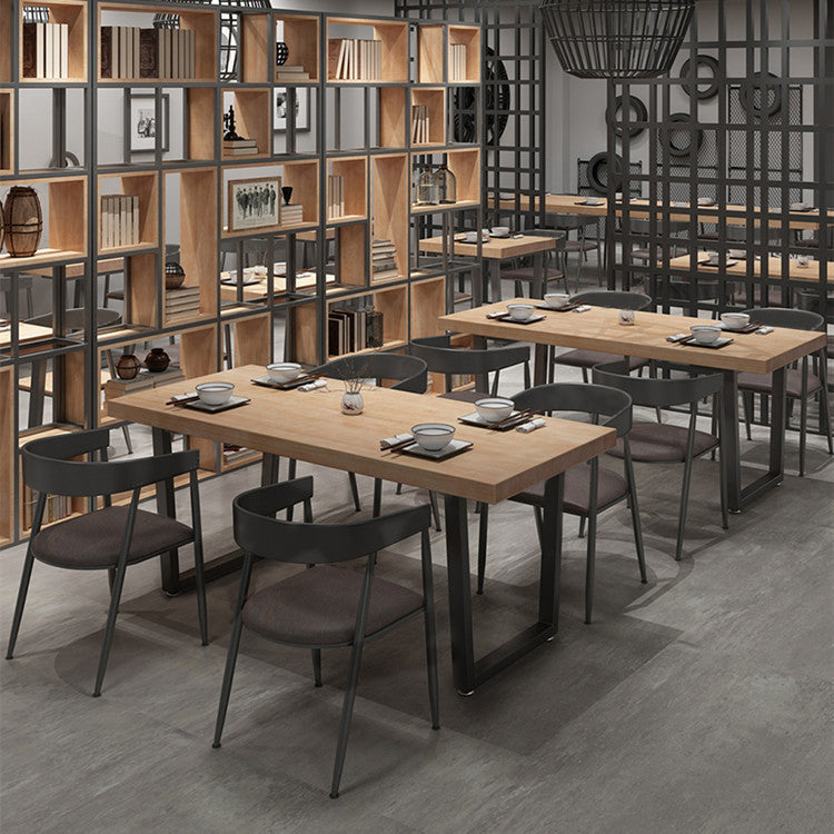 Industrial Solid Wood Dining Table Set 1/2/5 Pieces Rectangle Dining Set
