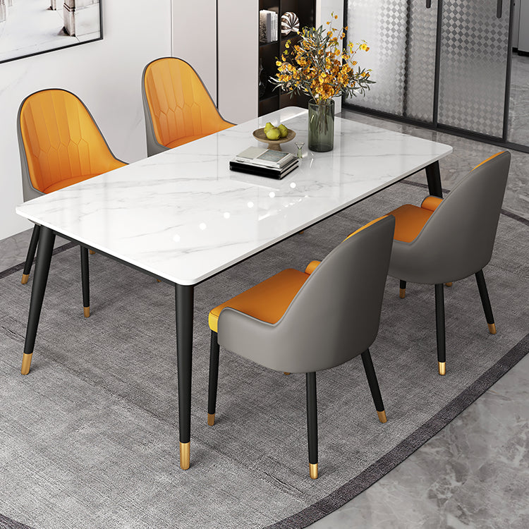 Modern Rectangle Dining Table Set 1/4/5 Pieces White Stone Dinette Set