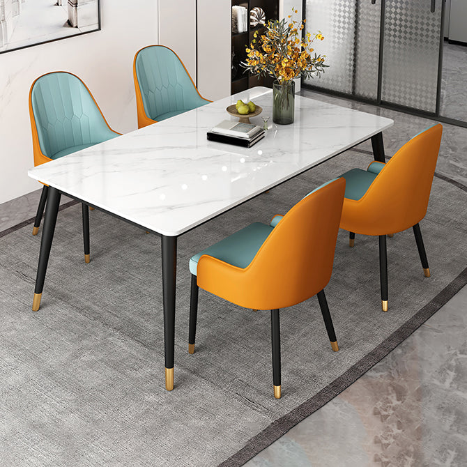 Modern Rectangle Dining Table Set 1/4/5 Pieces White Stone Dinette Set