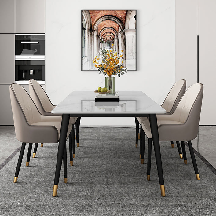 Modern Rectangle Dining Table Set 1/4/5 Pieces White Stone Dinette Set