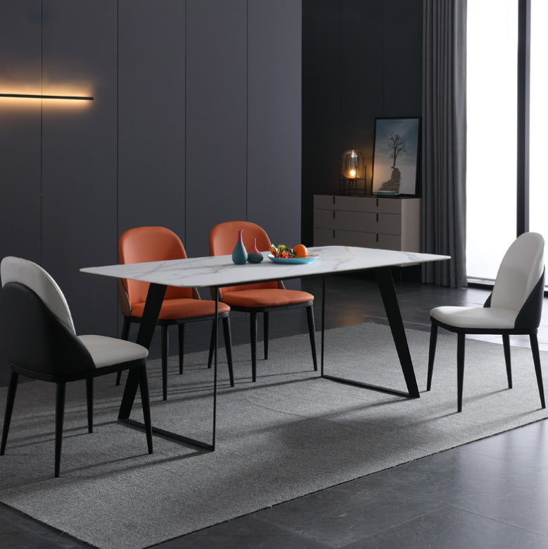 Contemporary Sintered Stone Rectangle Table Set 1/2/5/7 Pieces Dining Set