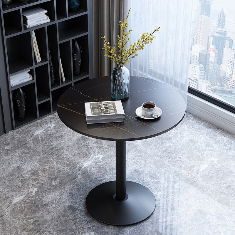 Metal Traditional Luxury Round Dining Table for Home Sintered Stone Table with Pedestal