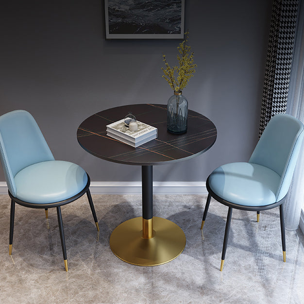 Metal Traditional Luxury Round Dining Table for Home Sintered Stone Table with Pedestal