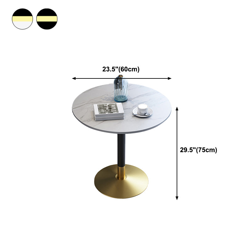 Metal Traditional Luxury Round Dining Table for Home Sintered Stone Table with Pedestal