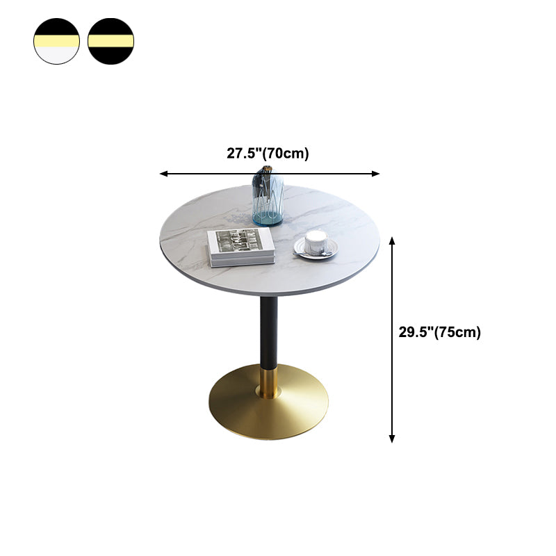 Metal Traditional Luxury Round Dining Table for Home Sintered Stone Table with Pedestal