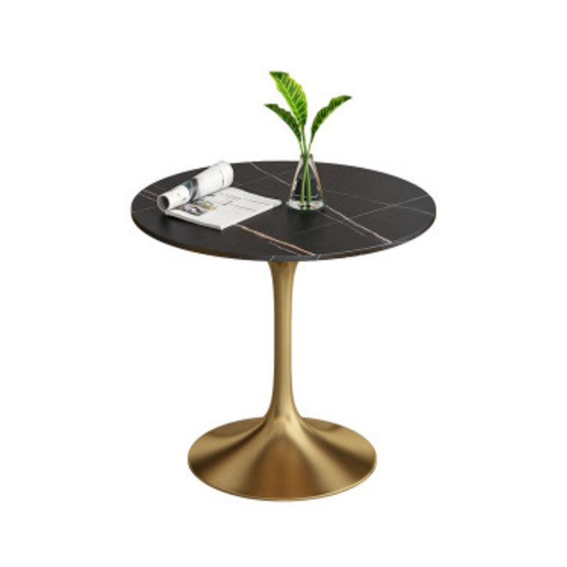 Metal Traditional Luxury Round Dining Table Sintered Stone Table with Tulip Base