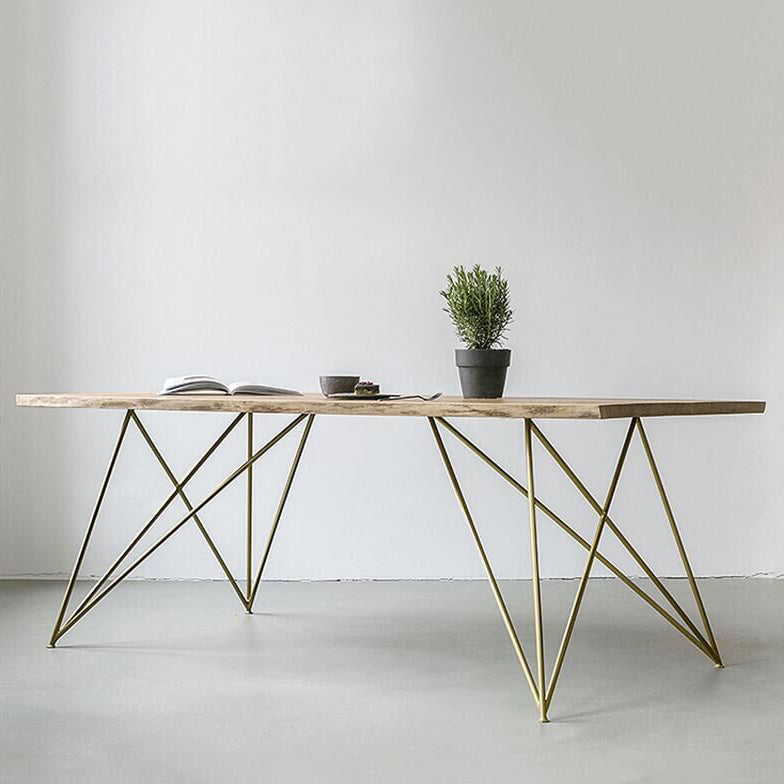 Modern Black and Gold Wood Table Rectangle Dining Table for Kitchen