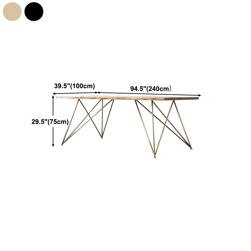 Modern Black and Gold Wood Table Rectangle Dining Table for Kitchen