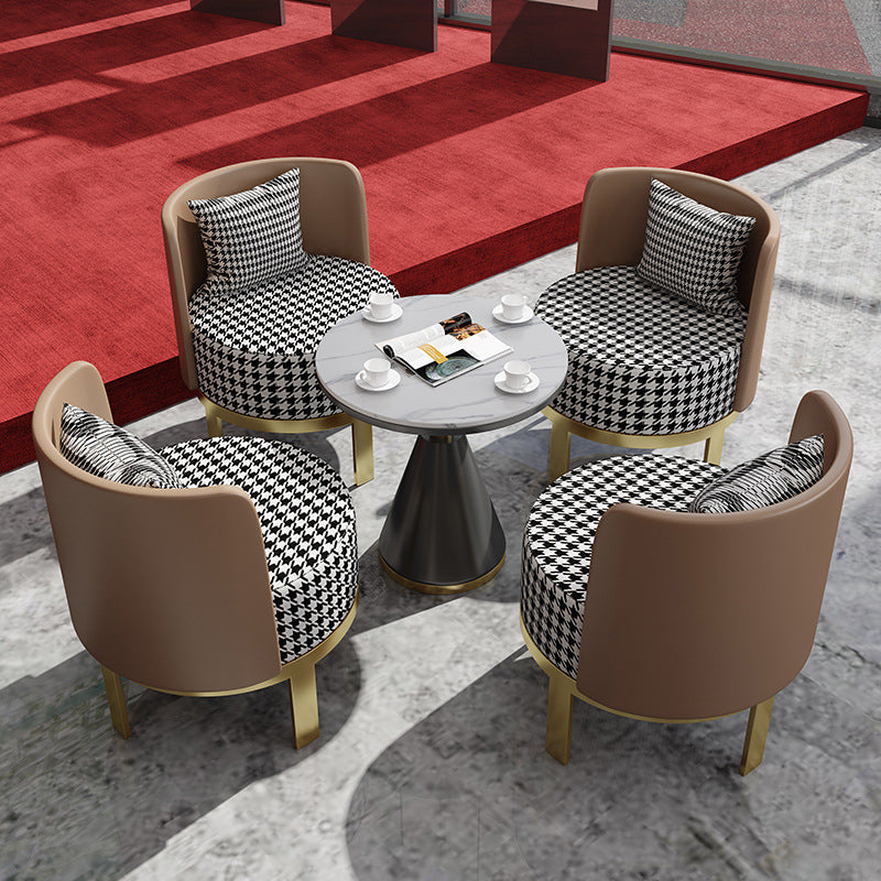 Metal Traditional Luxury Round Indoor Table Stone Top Table for Kitchen