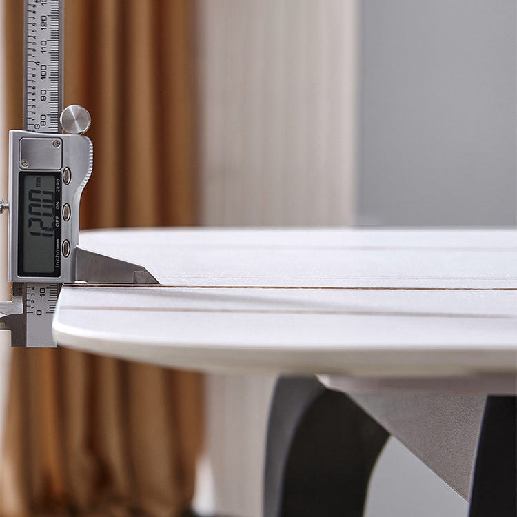 Rectangular Sintered Stone Dining Table Modern Furniture with 4 Black Legs