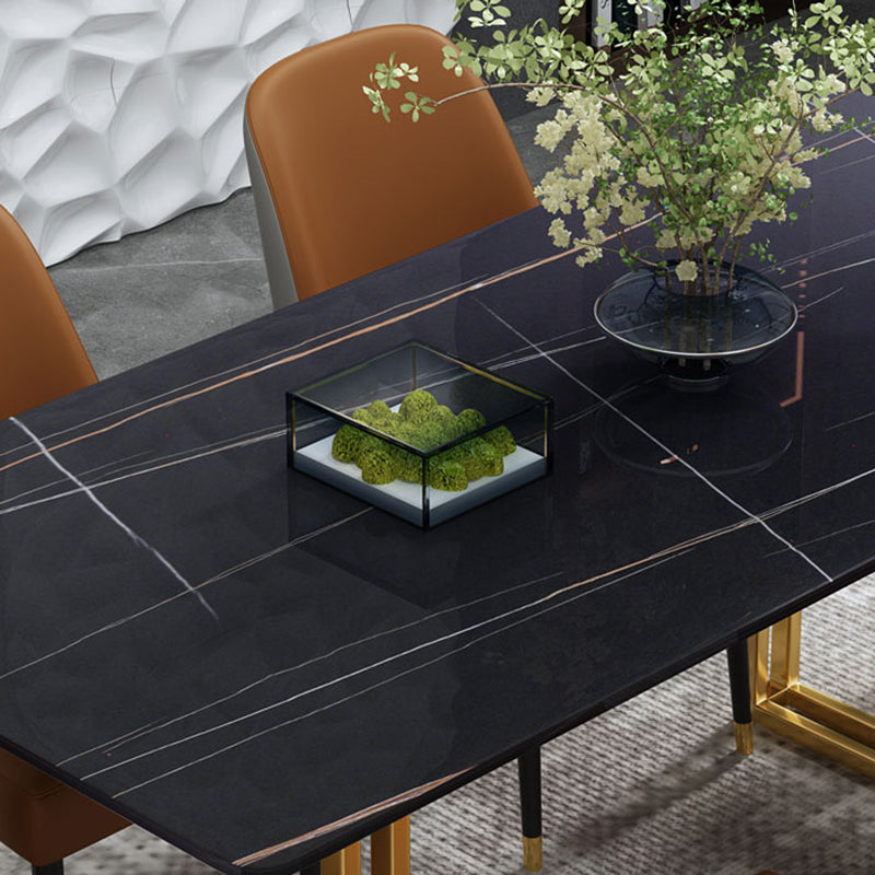 Modern White and Black in Marble Counter Table Rectangle Dining Table for Kitchen