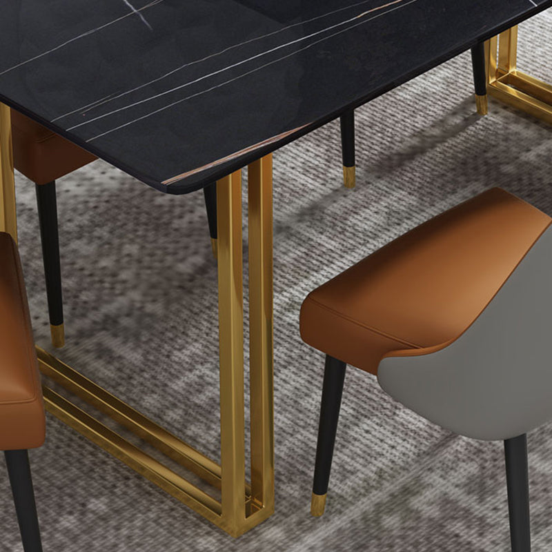 Modern White and Black in Marble Counter Table Rectangle Dining Table for Kitchen