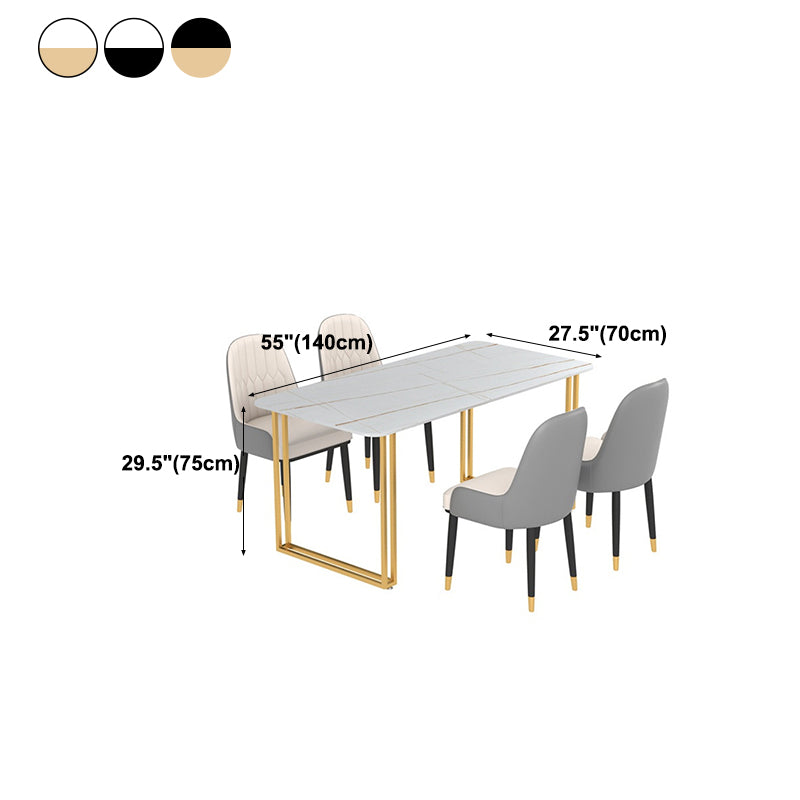 Modern White and Black in Marble Counter Table Rectangle Dining Table for Kitchen