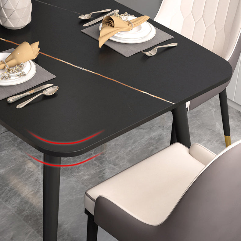 Industrial Sintered Stone Table for Restaurant Rectangle Black Kitchen Table with 4 Legs
