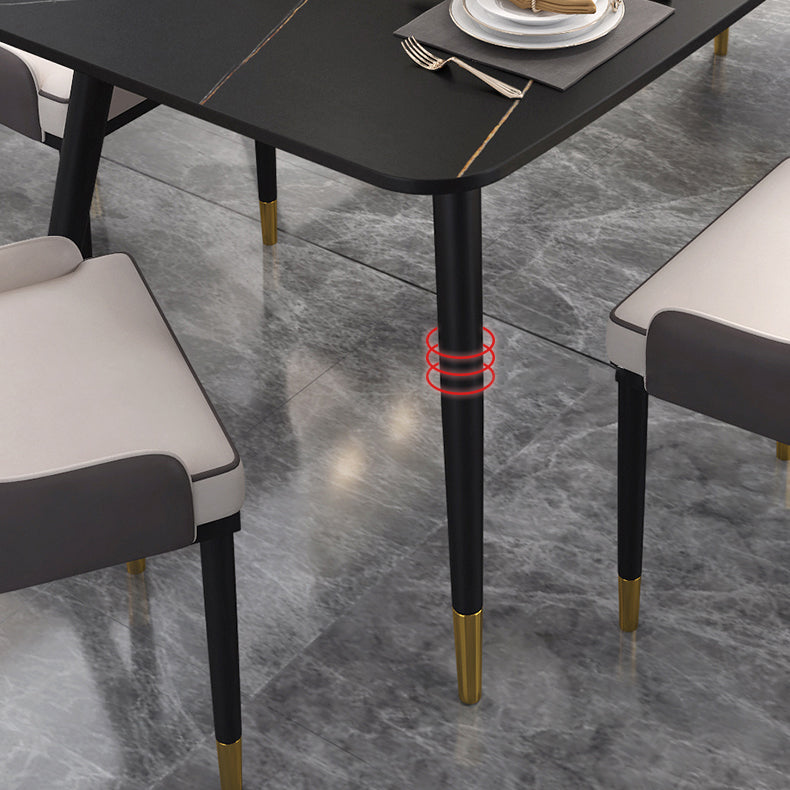 Industrial Sintered Stone Table for Restaurant Rectangle Black Kitchen Table with 4 Legs