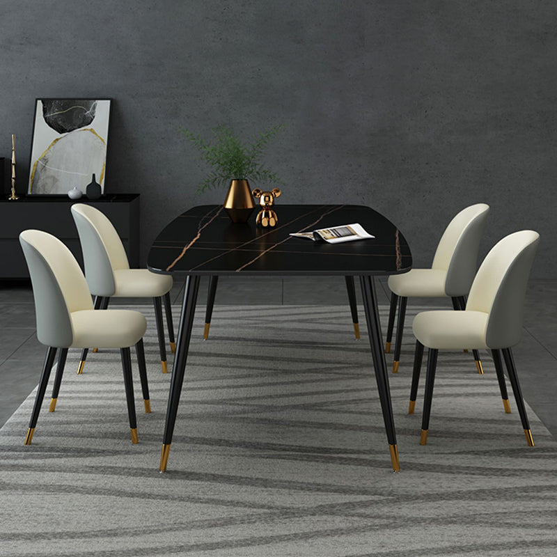 Industrial Sintered Stone Table for Restaurant Rectangle Black Dining Table with 4 Legs