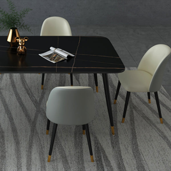 Industrial Sintered Stone Table for Restaurant Rectangle Black Dining Table with 4 Legs