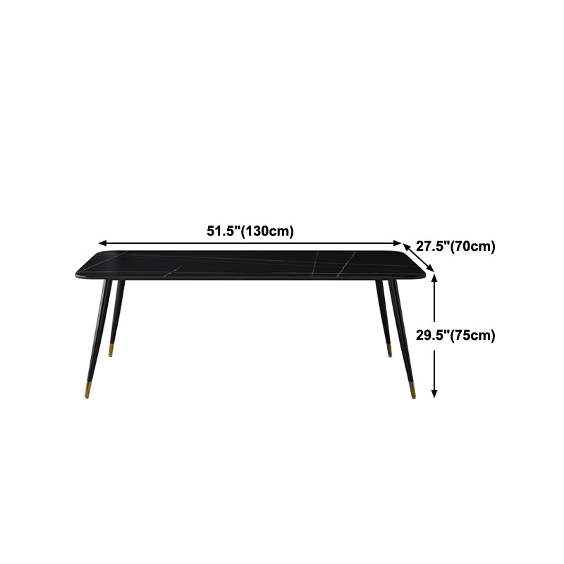 Industrial Sintered Stone Table for Restaurant Rectangle Black Dining Table with 4 Legs