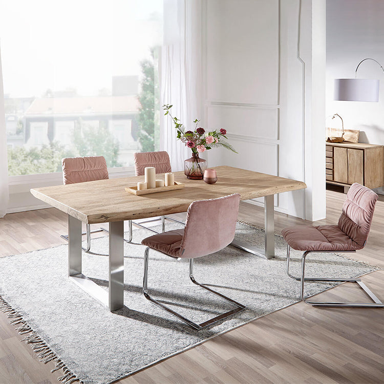 Rectangle Glam Style Dining Table Fixed Table with Solid Wood