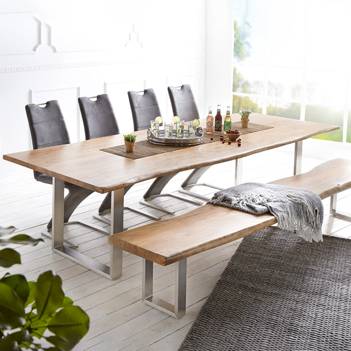 Rectangle Glam Style Dining Table Fixed Table with Solid Wood