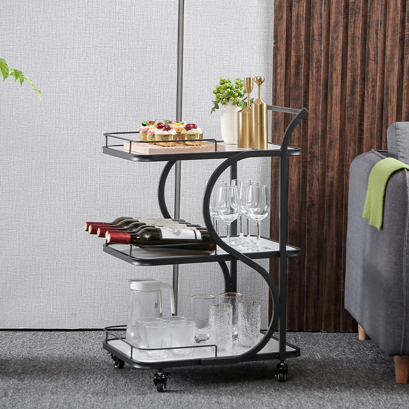 Modern Rolling Prep Table Rectangular Metal Prep Table for Home Use