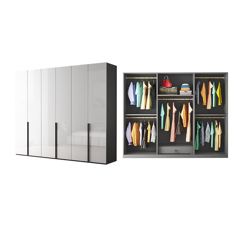 Modern Mirrored Finish Wardrobe Cabinet Engineered Wood and Solid Wood Wardrobe