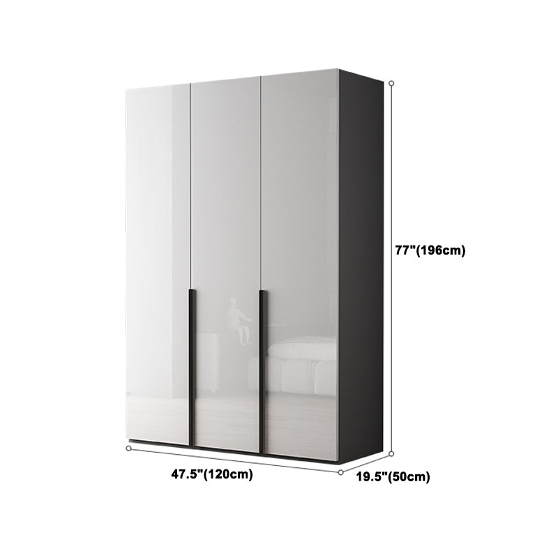 Modern Mirrored Finish Wardrobe Cabinet Engineered Wood and Solid Wood Wardrobe