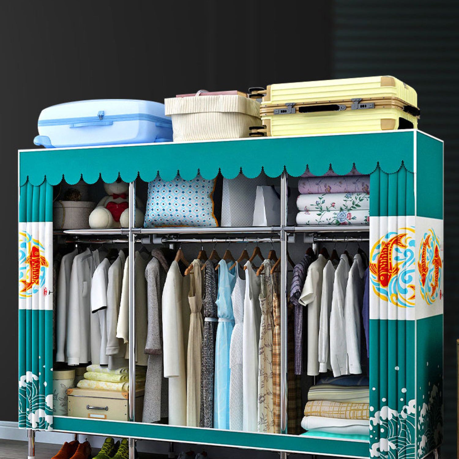 Modern Style Wardrobe Armoire Aluminum Alloy Frame Wardrobe Cabinet for Home