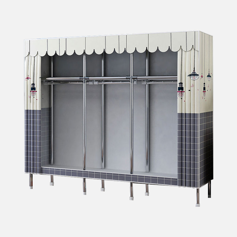 Modern Style Wardrobe Armoire Aluminum Alloy Frame Wardrobe Cabinet for Home