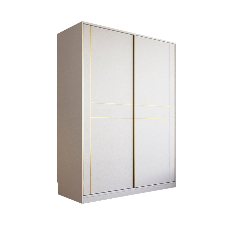 White Modern Style Wardrobe Cabinet Engineered Wood Wardrobe with Clothing Rod