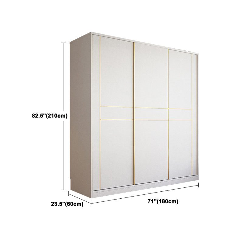 White Modern Style Wardrobe Cabinet Engineered Wood Wardrobe with Clothing Rod