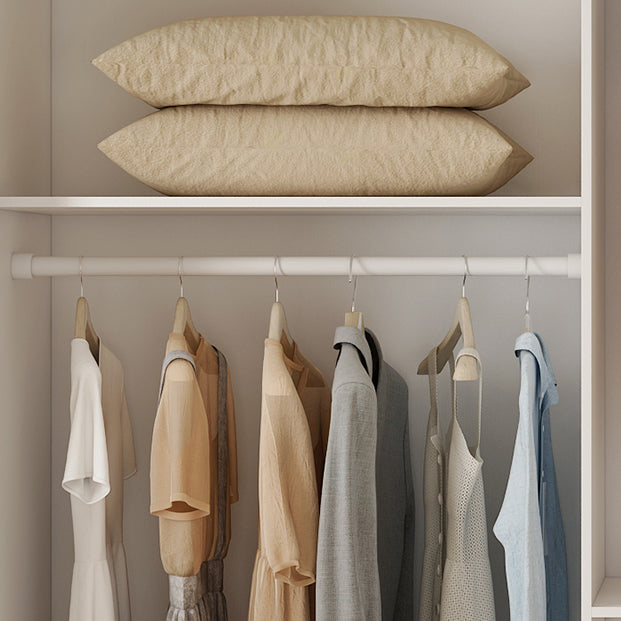 White Mirrored Finish Wardrobe Cabinet Modern Engineered Wood Wardrobe