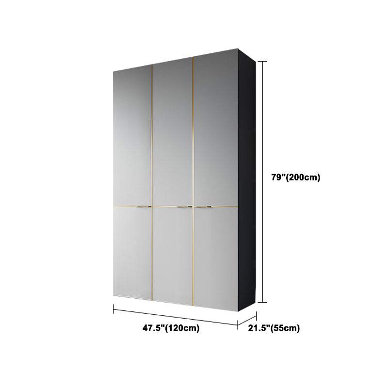 Contemporary Style Wardrobe Gray Colour Wooden Wardrobe Closet With Shelves